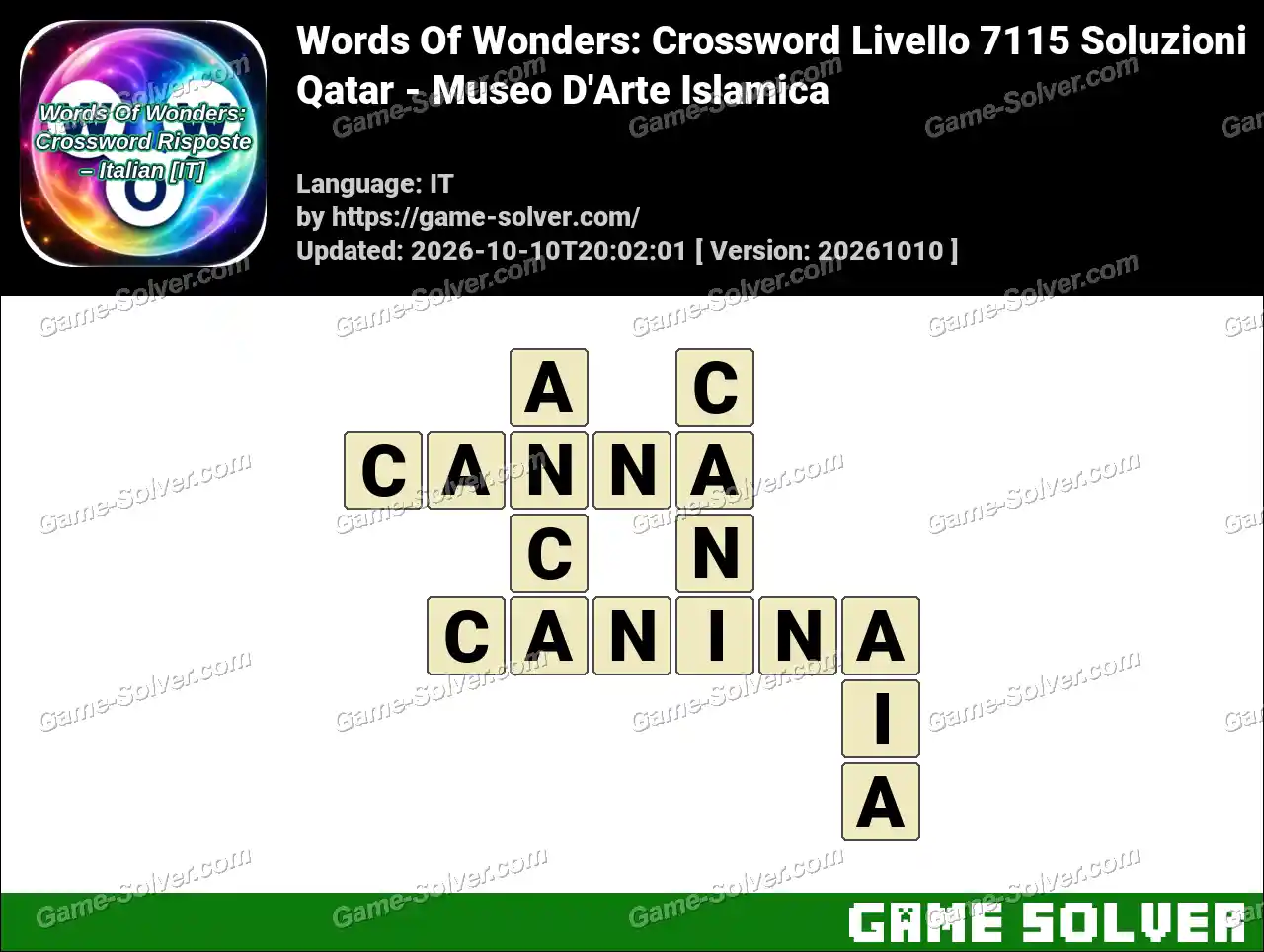 Words Of Wonders: Crossword Livello 7115 Soluzioni – Qatar – Museo D’Arte Islamica